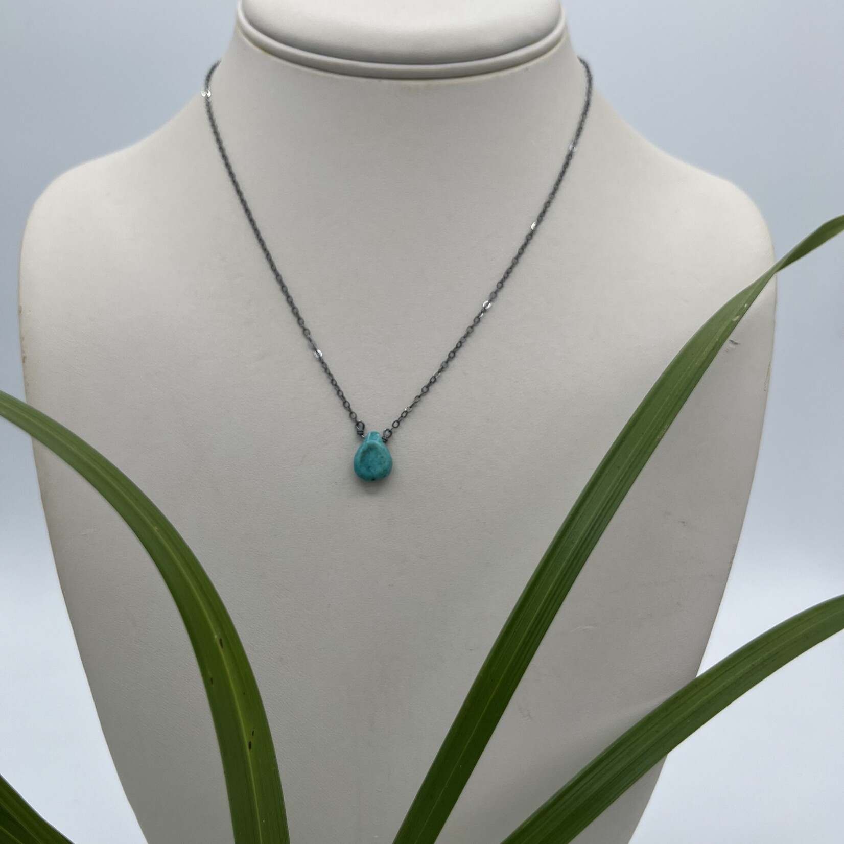 Kione’s Prism Jewelry Solitaire Turquoise + Oxidized Sterling Silver Necklace