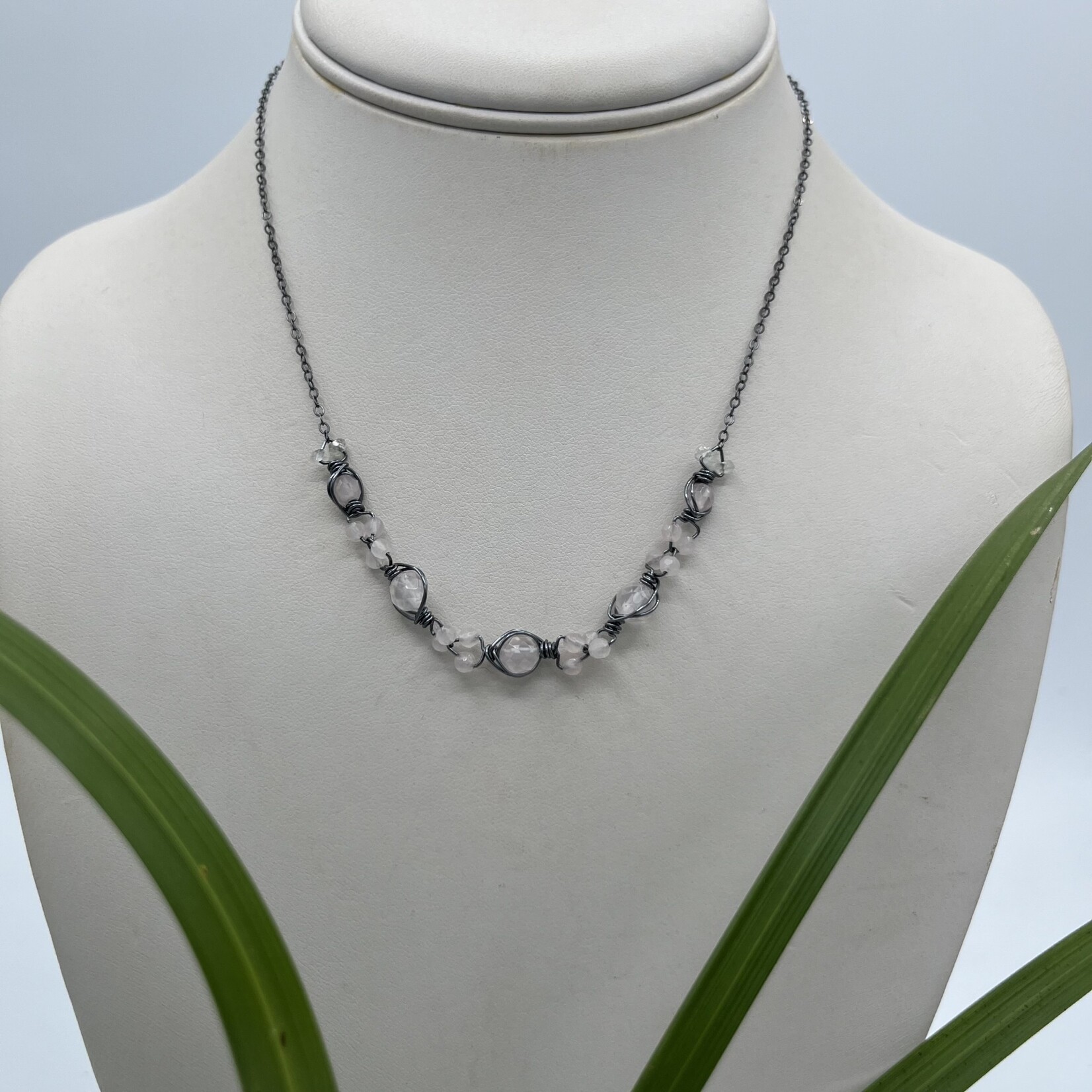 Kione’s Prism Jewelry Rose Quartz + Oxidized Sterling Silver Necklace