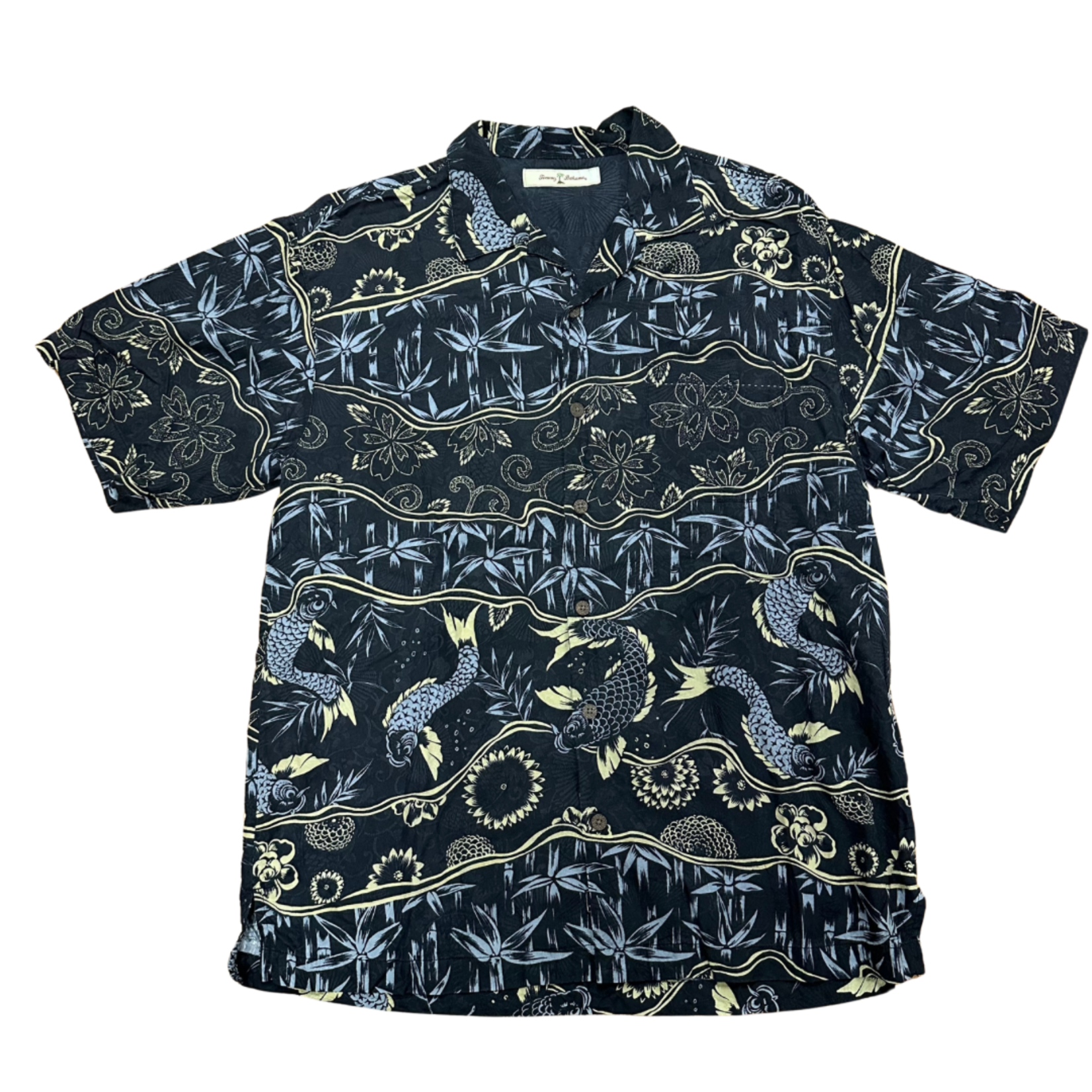 Mission Zero Men’s ReLoved Aloha Shirt - Tommy Bahama - 100% Silk Koi Print - M