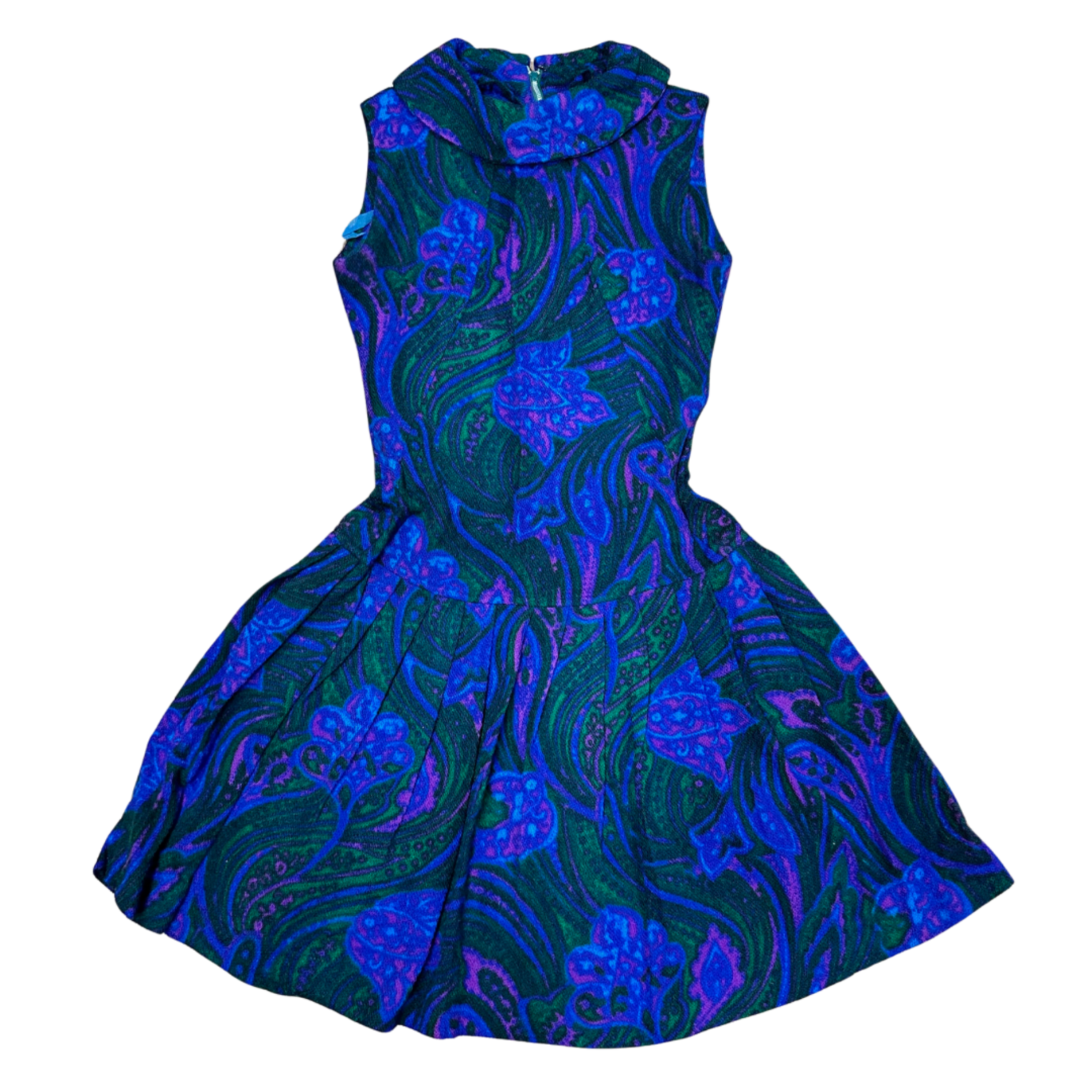 Mission Zero Women’s Vintage 60’s Vibrant Floral Dress w/ Metal Zipper Sm.