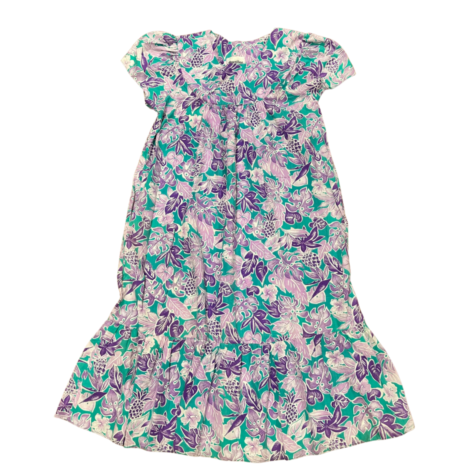 Mission Zero Women’s Vintage Hawaiian Flavor Purple Pastel Pineapple Dress Med.