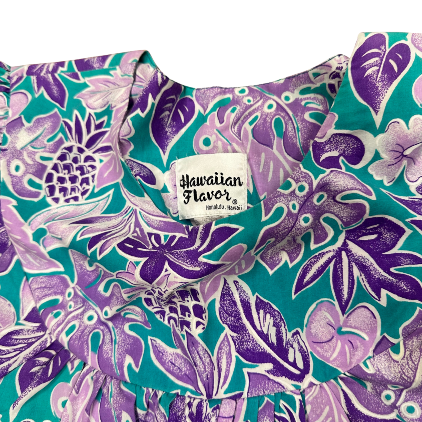 Mission Zero Women’s Vintage Hawaiian Flavor Purple Pastel Pineapple Dress Med.