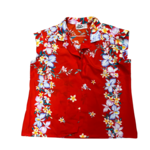 Mission Zero Women's Vintage Aloha Shirt - Hilo Hattie -Red Orchid Print Small