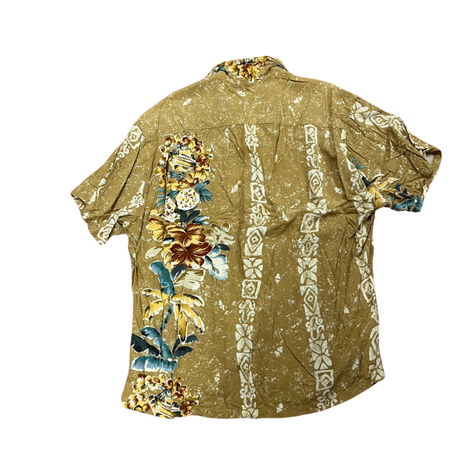 Mission Zero Men’s Vintage Aloha Shirt - Jam’s World - Gold Tiki Medium
