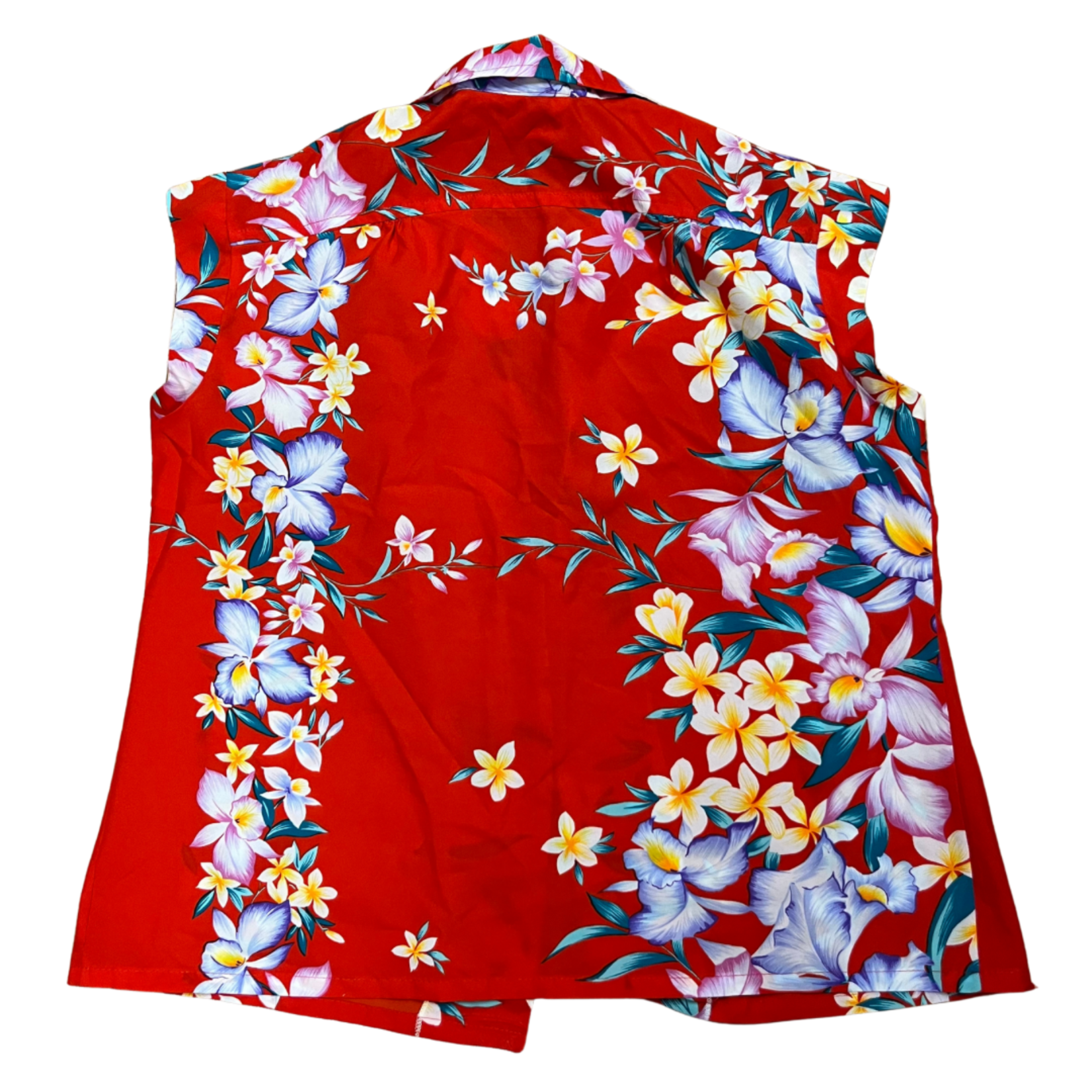 Mission Zero Women's Vintage Aloha Shirt - Hilo Hattie -Red Orchid Print Small