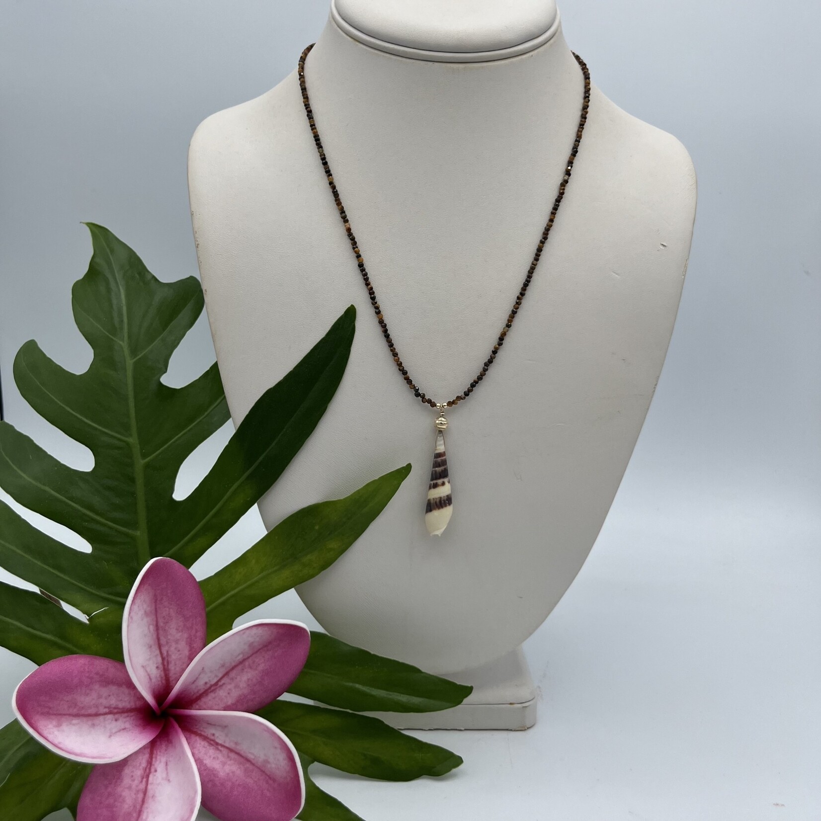 Shell Of A Life Tigers Eye Beads + Hanalei Auger Shell Necklace