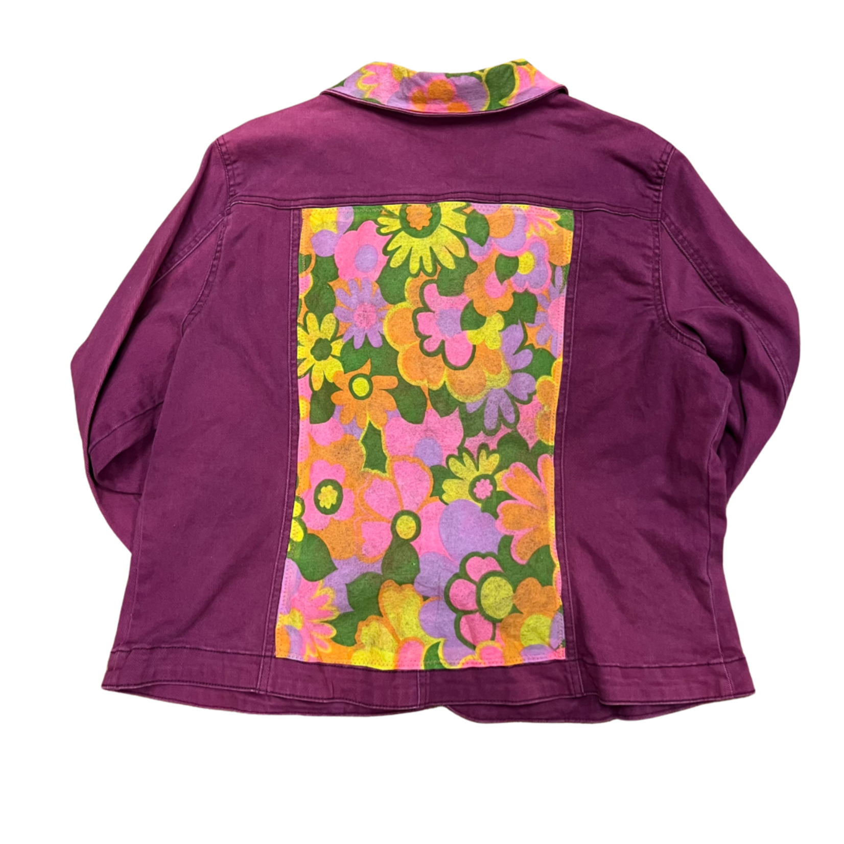 The HK Experience Upcycled Denim Jacket - Groovy Pua - Petite XL