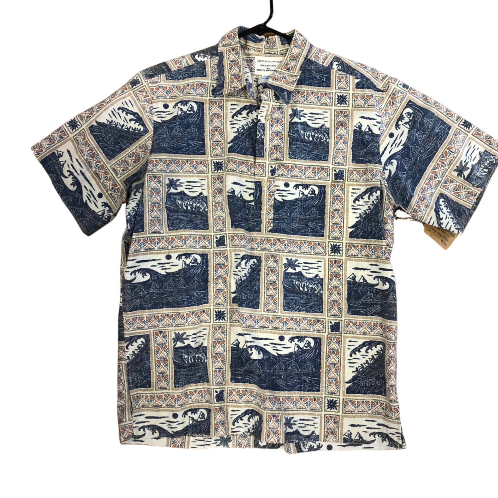 Mission Zero Men's Vintage Aloha Shirt - Artist Dietrich Varez for Reyn Spooner - Lg - Canoe