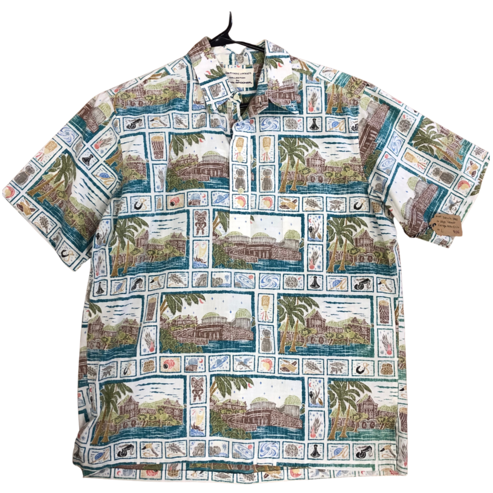 Mission Zero Men's Vintage Aloha Shirt - Artist Dietrich Varez for Reyn Spooner - Lg - Scenery