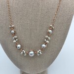 Kione’s Prism Jewelry 5-Link Silver Fresh Water Pearl on Rose Gold Necklace