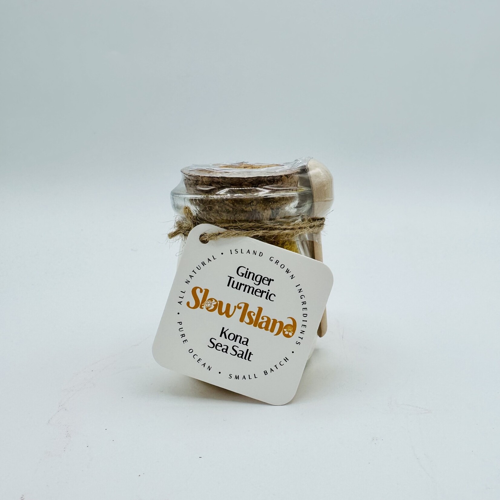 Slow Island Co. Ginger Turmeric Sea Salt - 3oz Glass Bottle w/ Cork