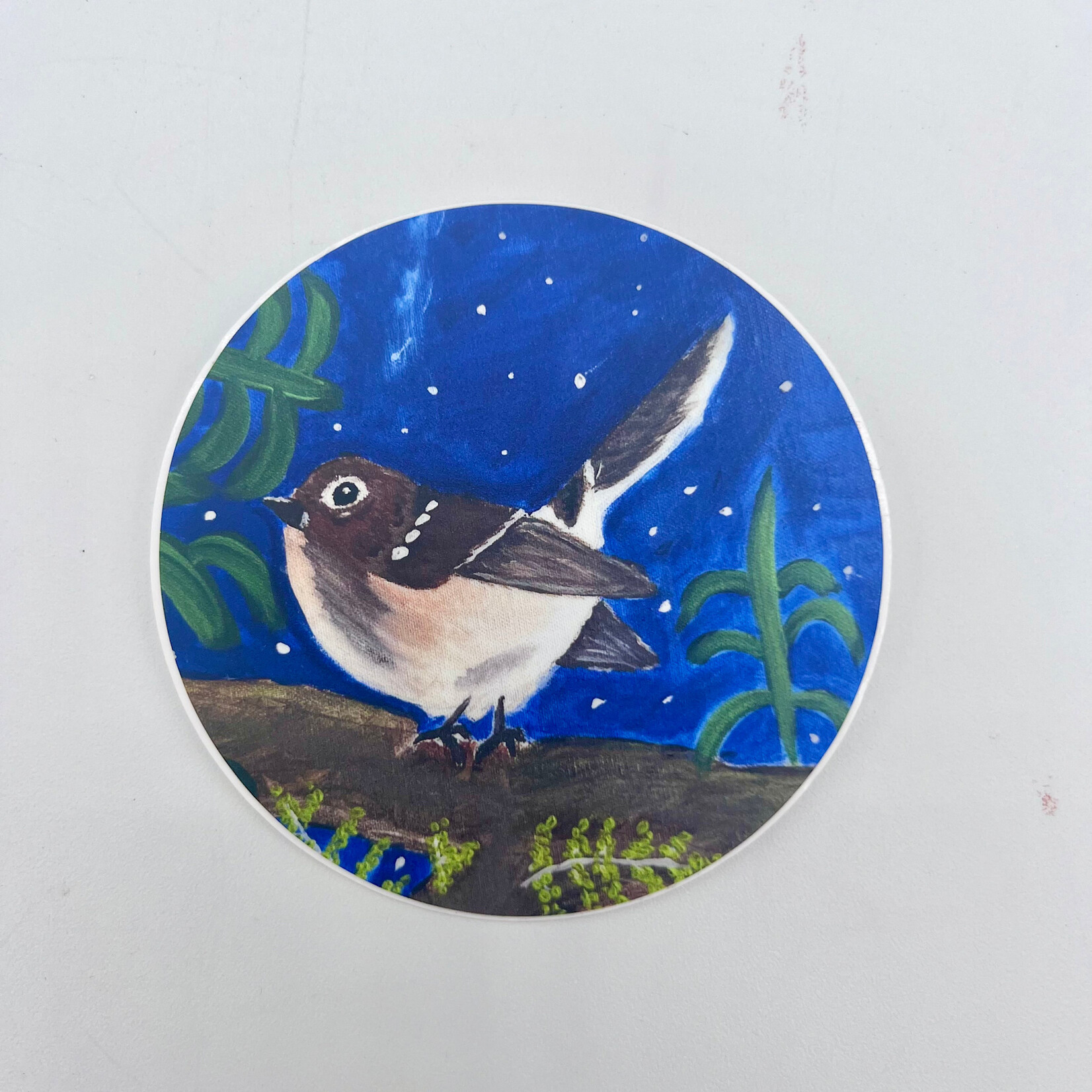 Kaua'i Forest Bird Recovery Project ʻElepaio round sticker 2" circle