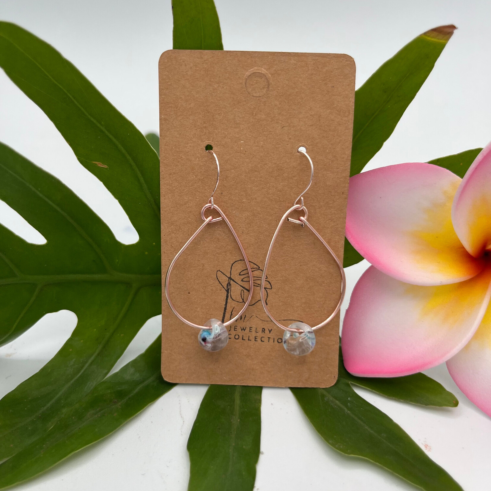 Little McKfarm Large Glass Bead Rose Gold Earrings