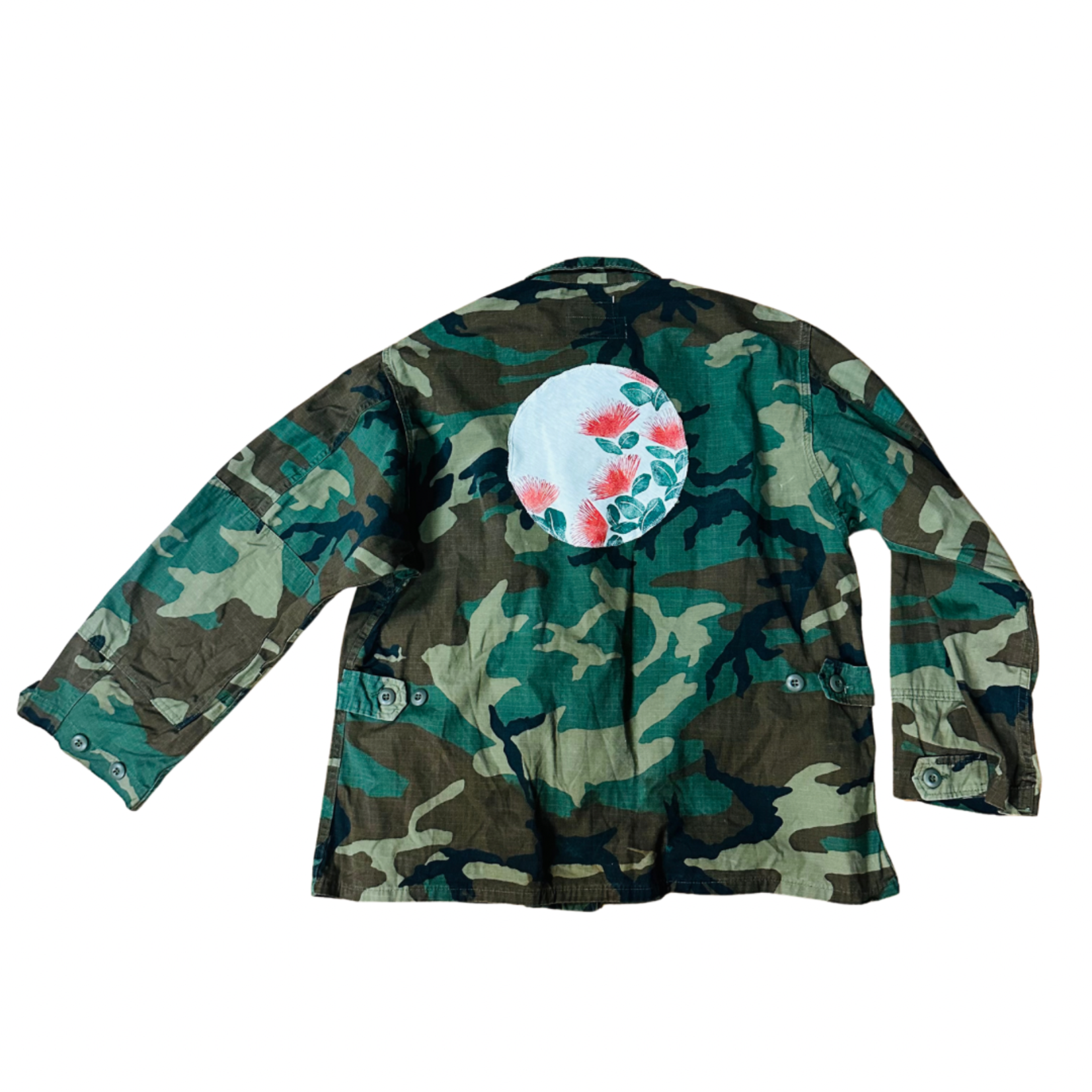 The HK Experience Upcycled Camo Jacket - ʻŌhiʻa lehu Size L