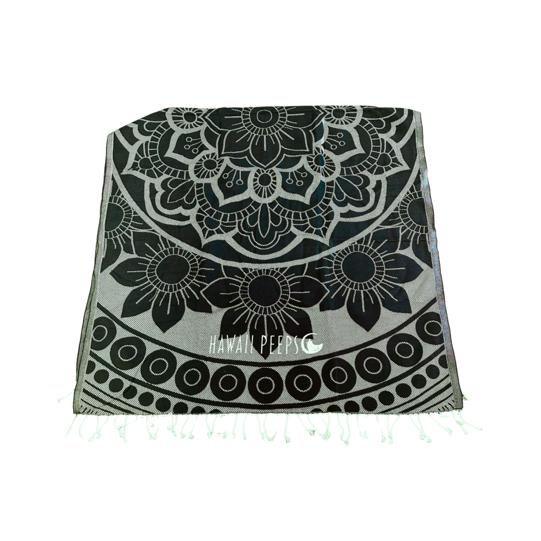 Hawaii Peeps Dark Green Mandala - Hawaii Peeps Turkish Beach Towel