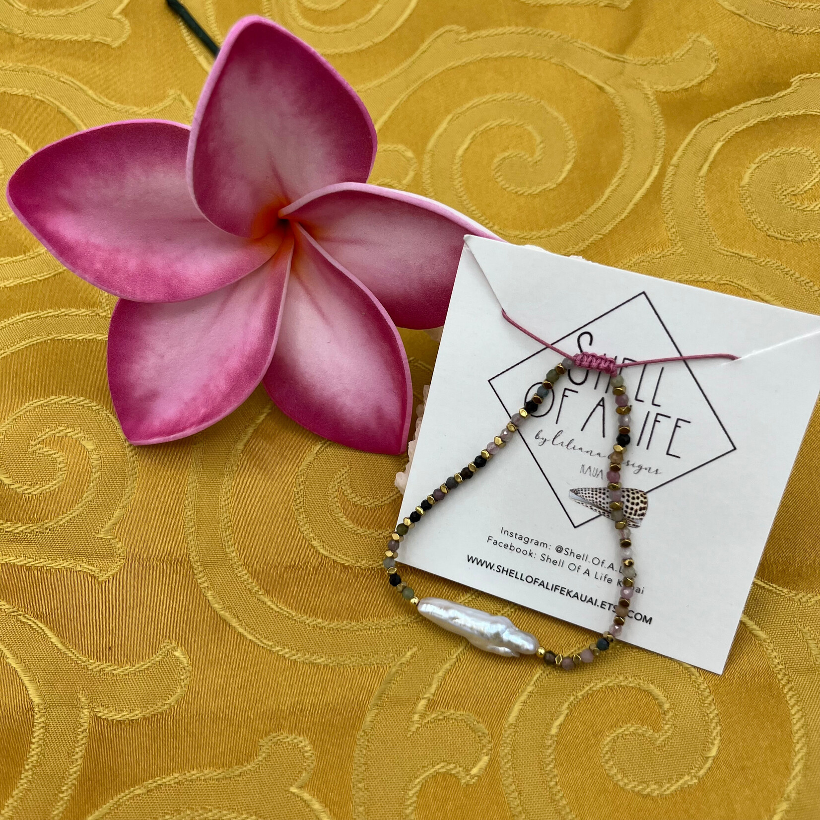 Shell Of A Life Tourmaline + FW Stick Pearl Bracelet