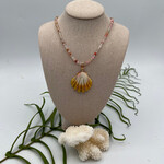 Shell Of A Life Sunrise Shell + Pink Quartz Bead Necklace