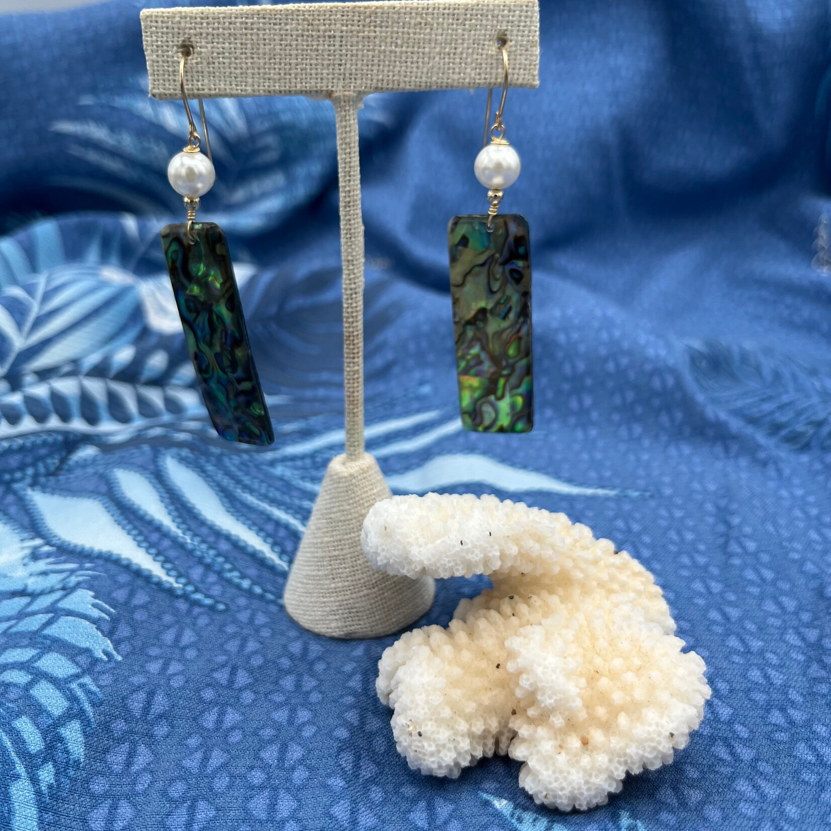 Shell Of A Life Abalone Bars + Manmade MOP Pearls GP Earrings