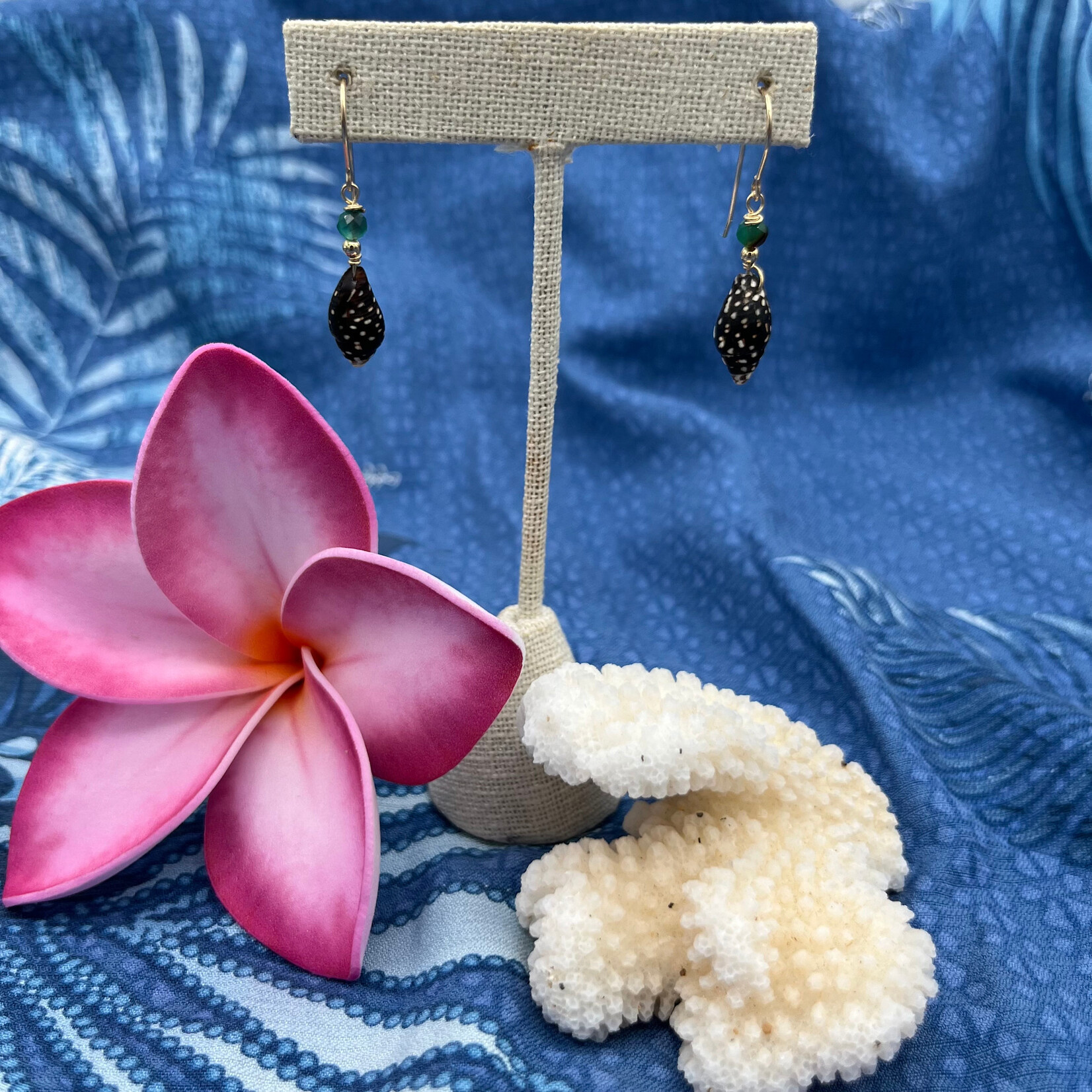 Shell Of A Life Emerald + Nerite Triton Shell GP Earrings