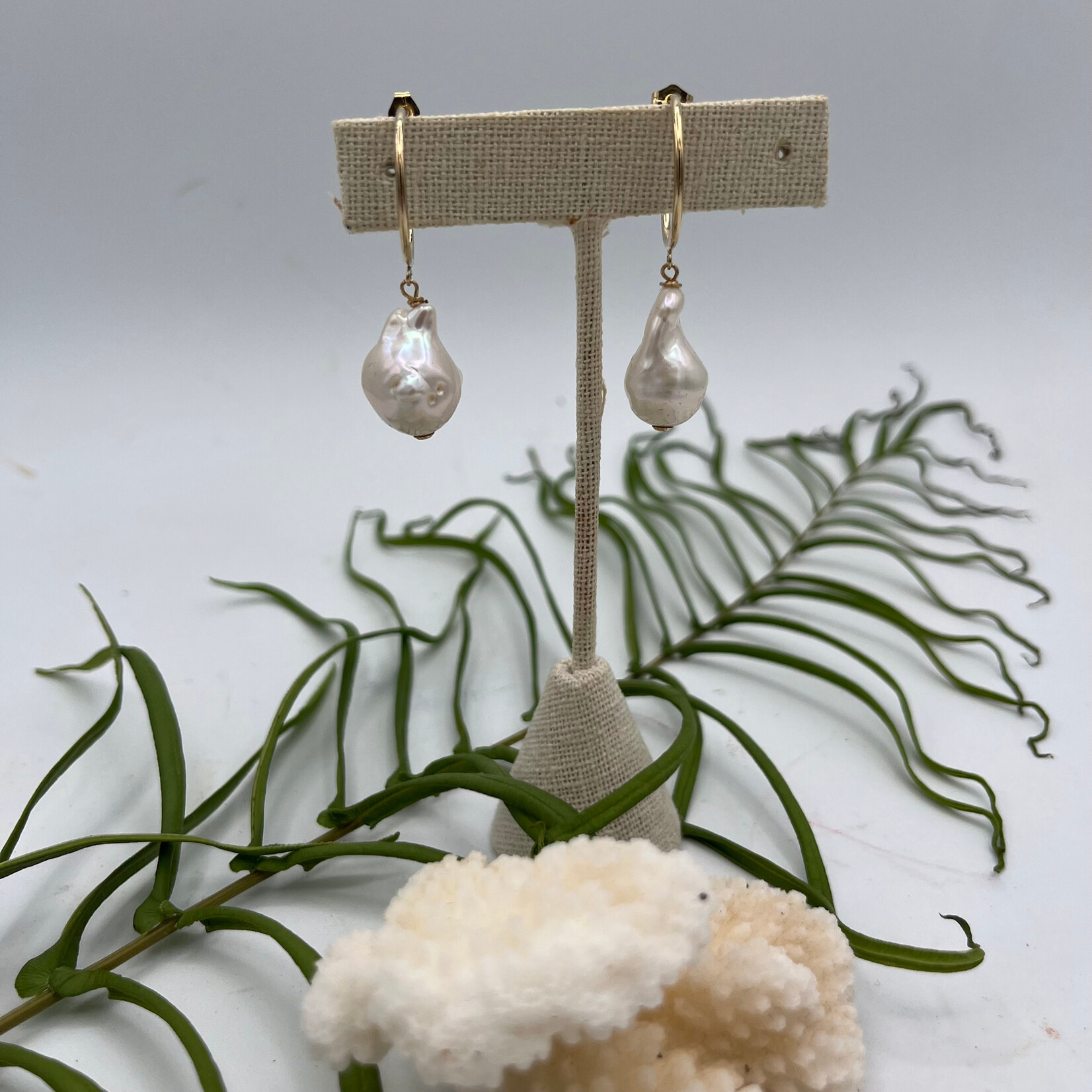 Shell Of A Life Baroque Pearl Hoop Earrings