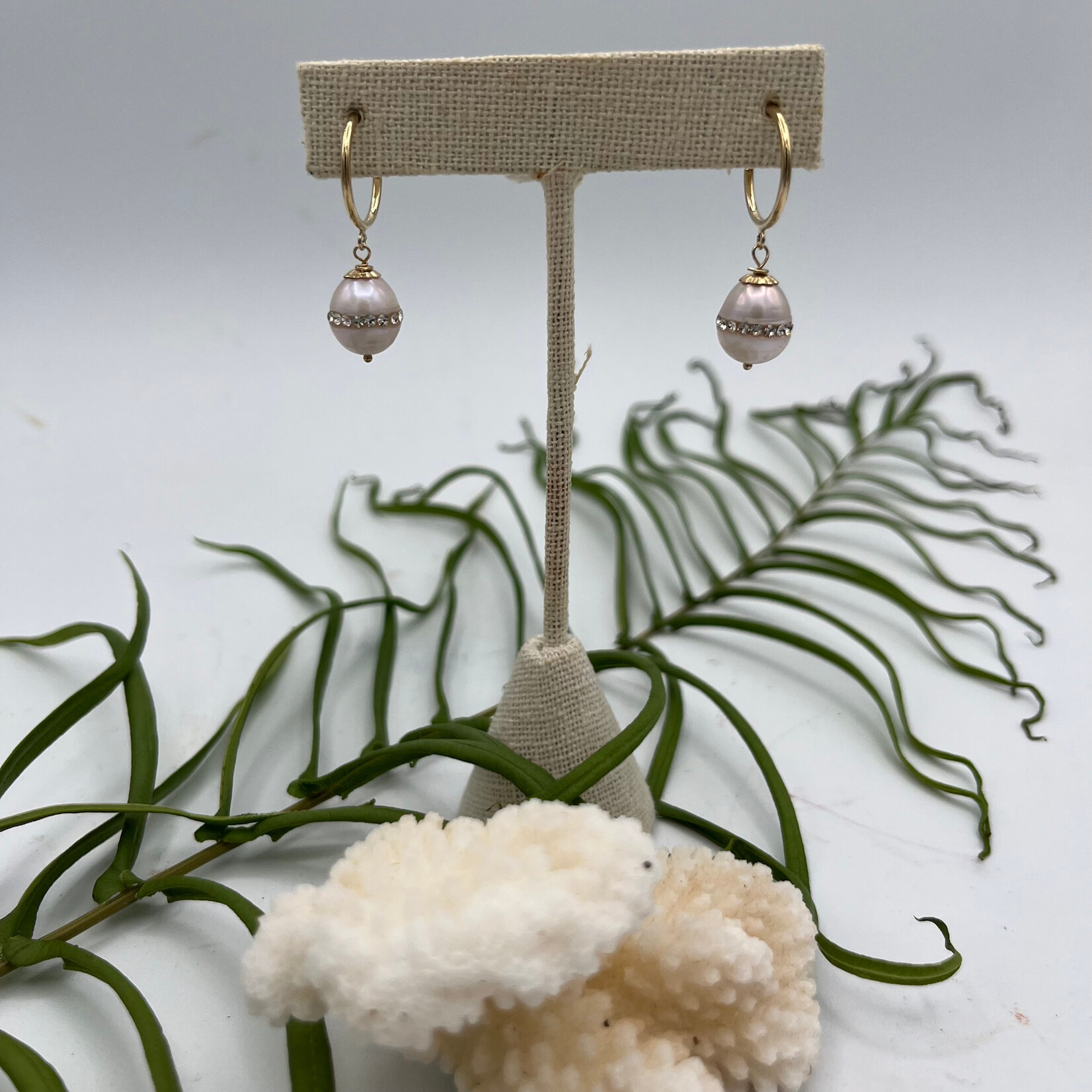 Shell Of A Life FW Pearls + Swarovski Encrusted Band GF Hoop Earrings