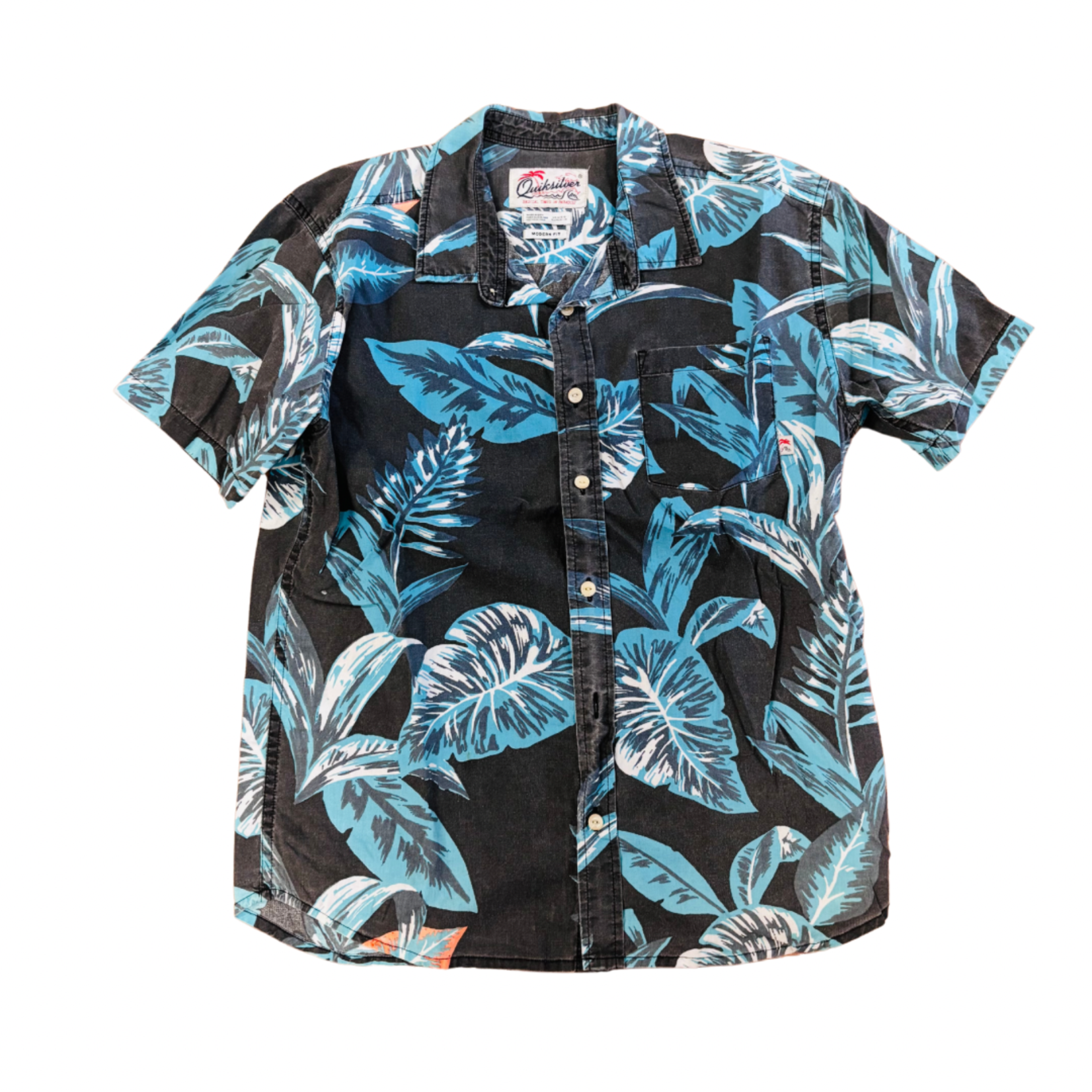 Mission Zero Keiki (Youth) ReLoved Aloha Shirt - Quiksilver - Black Wash Tropical  - 14Y