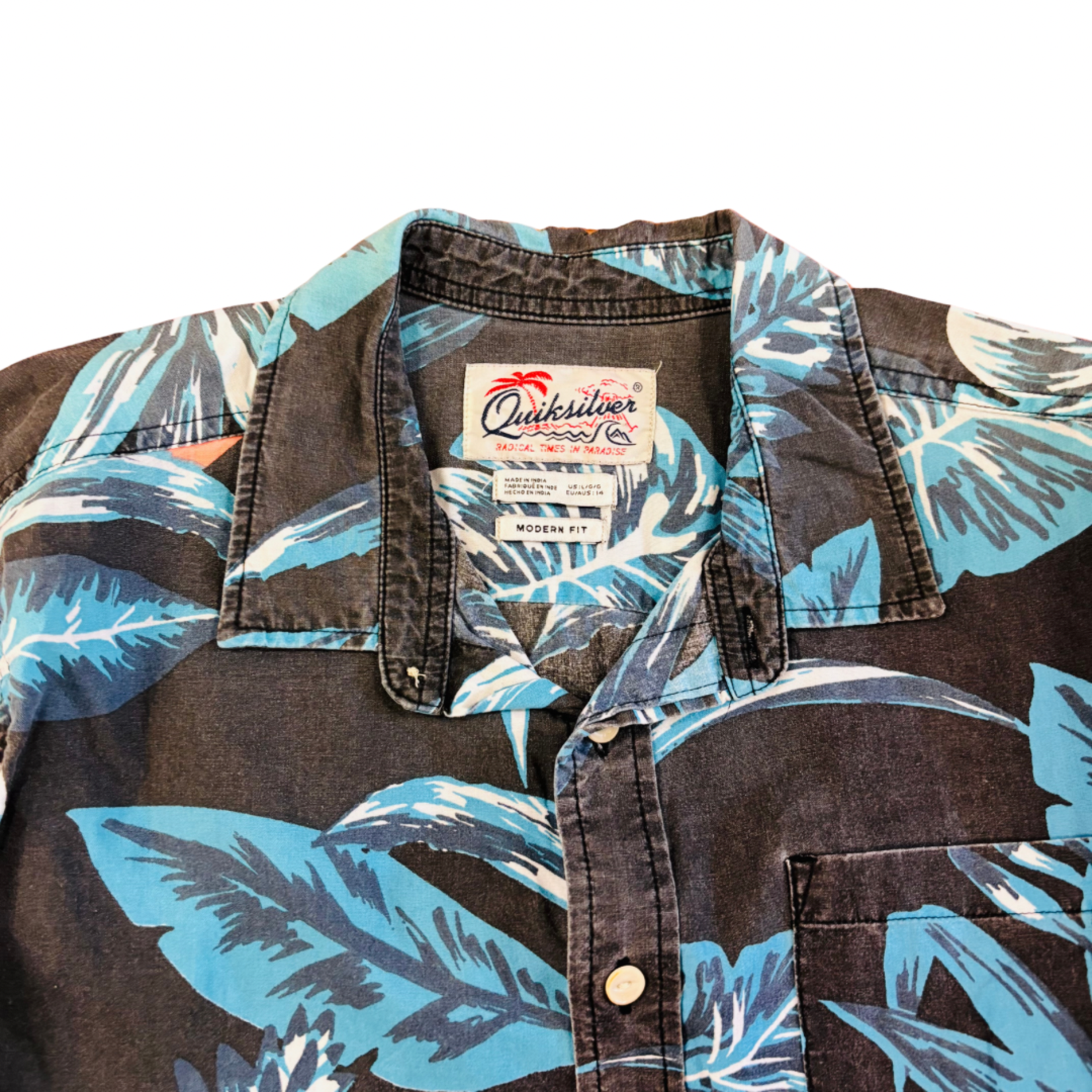 Mission Zero Keiki (Youth) ReLoved Aloha Shirt - Quiksilver - Black Wash Tropical  - 14Y