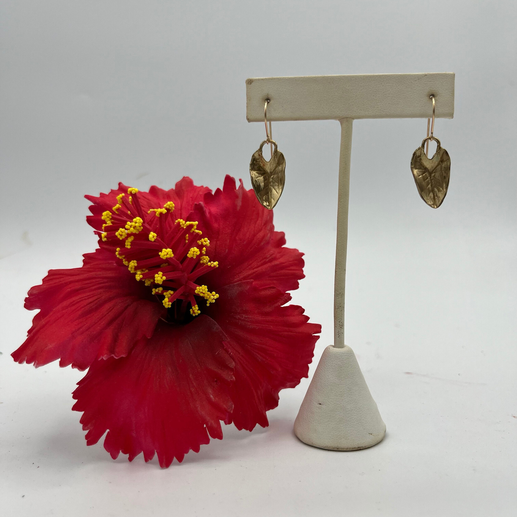 Shell Of A Life Brass Taro Leaf GF Earrings