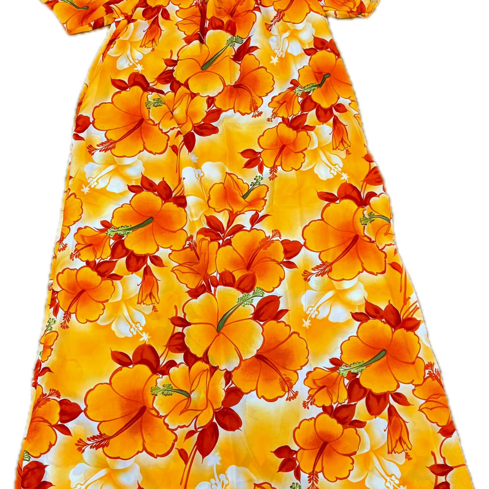 Mission Zero Women’s Vintage Dress - Made in Hawaii - Orange Hibiscus - Sz. 16 (M)