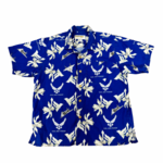 Mission Zero Vintage Men's Aloha Shirt - Air Force - Orchids and Bombers Blue XL