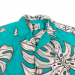 Mission Zero Men’s Vintage Aloha Shirt - Y Not Hawaii -  L  - Seafoam Monstera Leaf