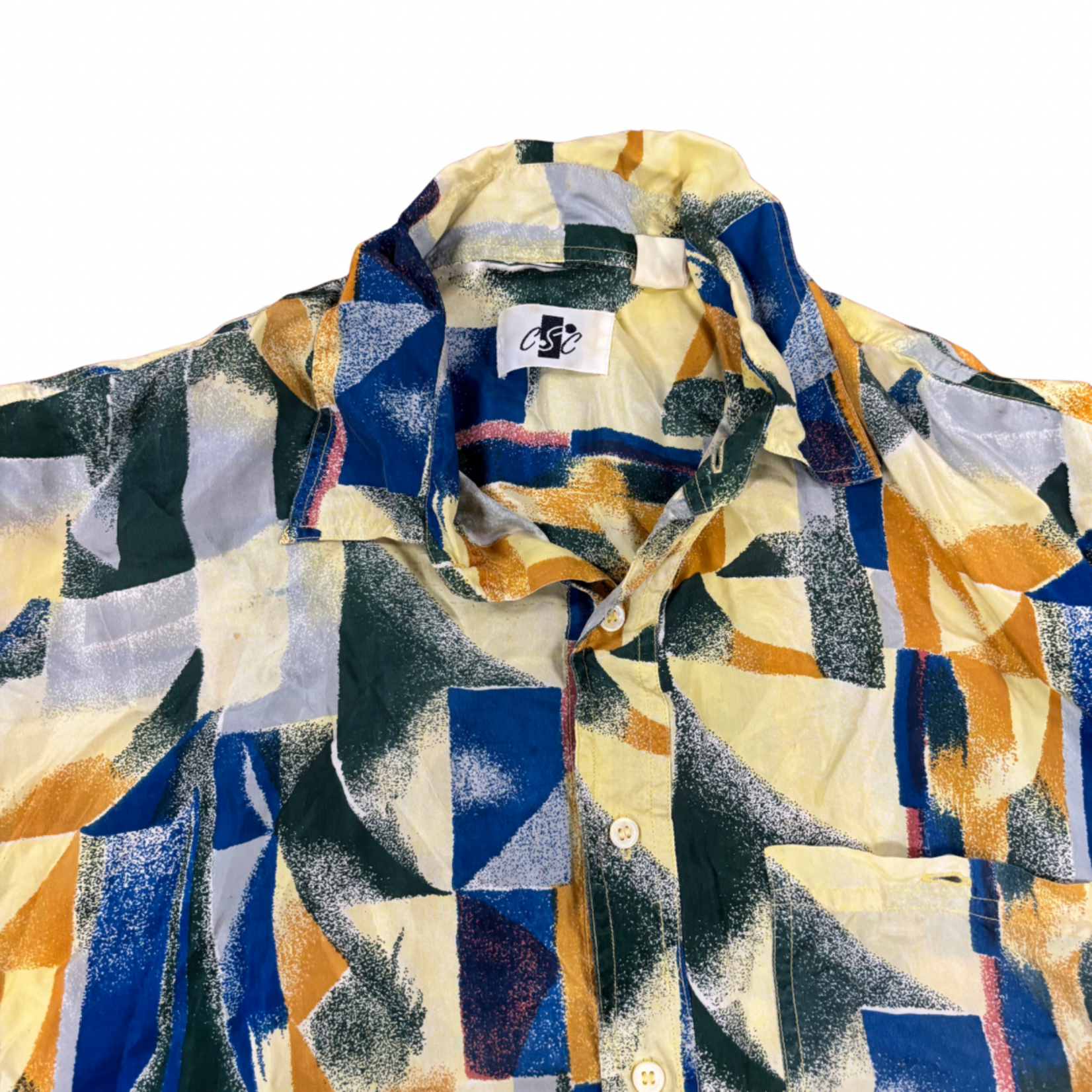 Mission Zero Men’s Vintage Shirt 100% silk XL Abstract