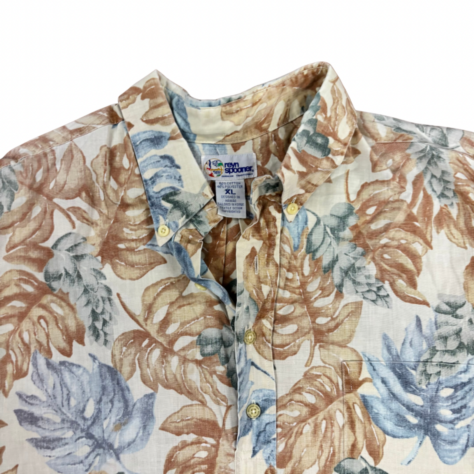 Mission Zero Men’s Vintage Aloha Shirt Reyn Spooner XL - Mix of Leaves
