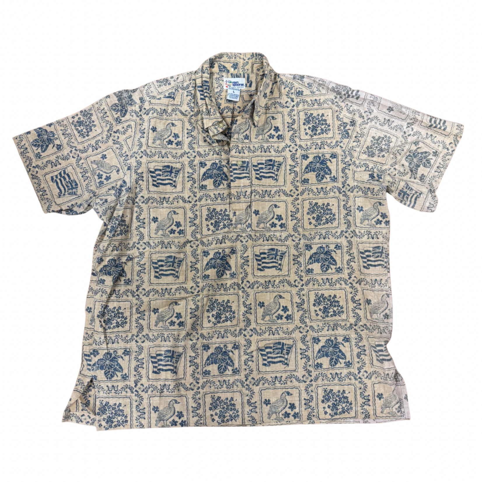 Mission Zero Men’s Vintage Aloha Shirt L - Reyn Spooner Nene HI Flag