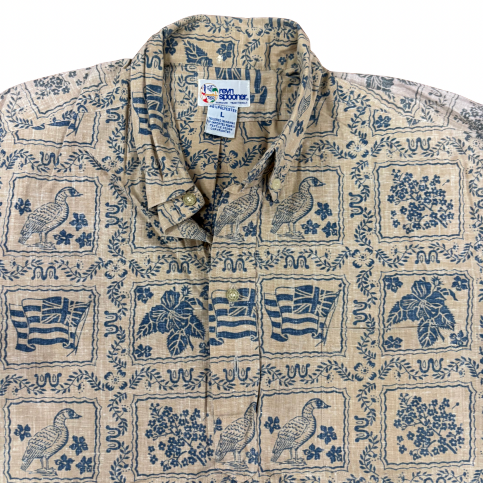 Mission Zero Men’s Vintage Aloha Shirt L - Reyn Spooner Nene HI Flag