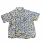 Mission Zero ReLoved Men’s Aloha Shirt XL - Blue Ginger leaves w/coconut buttons