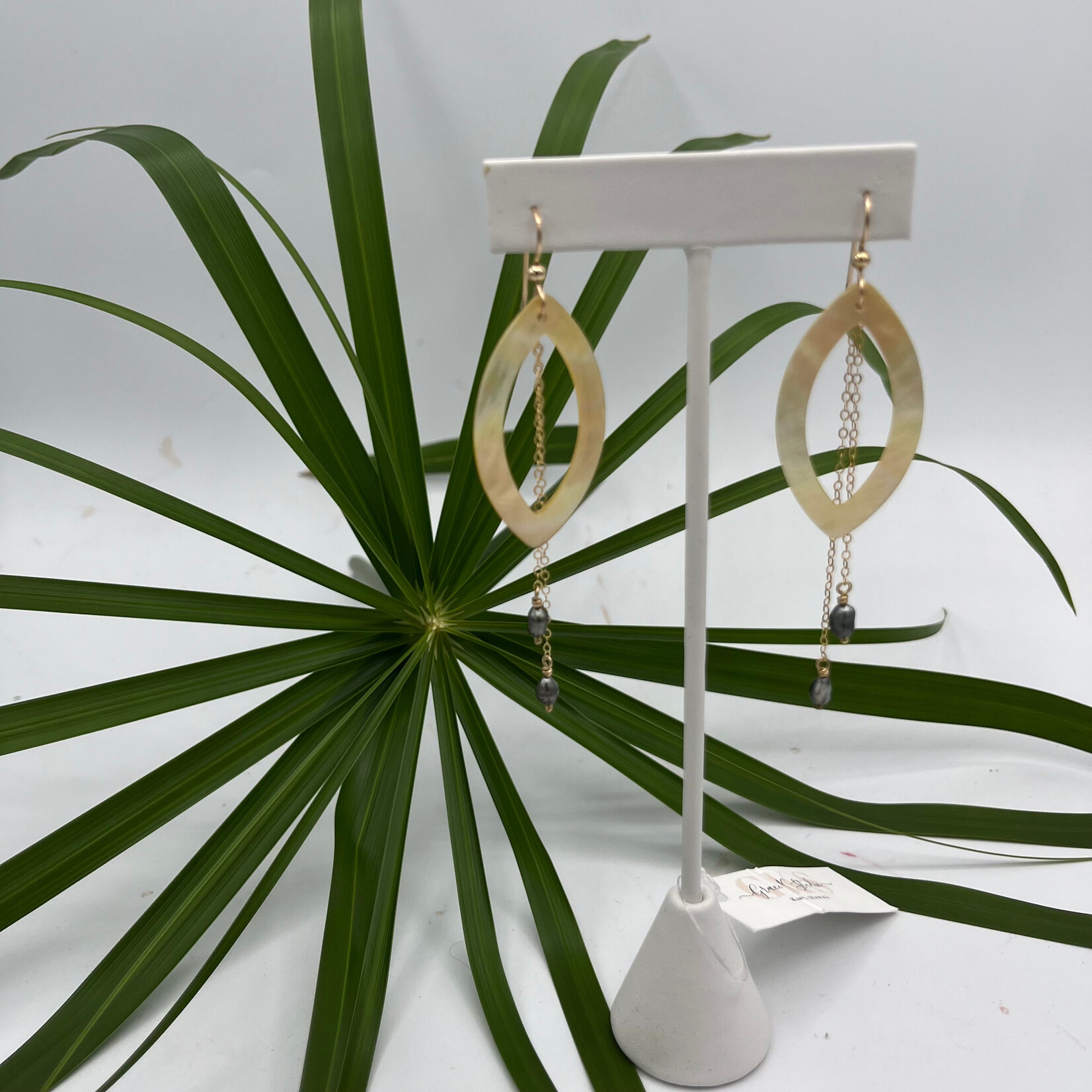 Shell Of A Life GKS Tahitian Keshi Pearl + MOP Oval Earrings GF