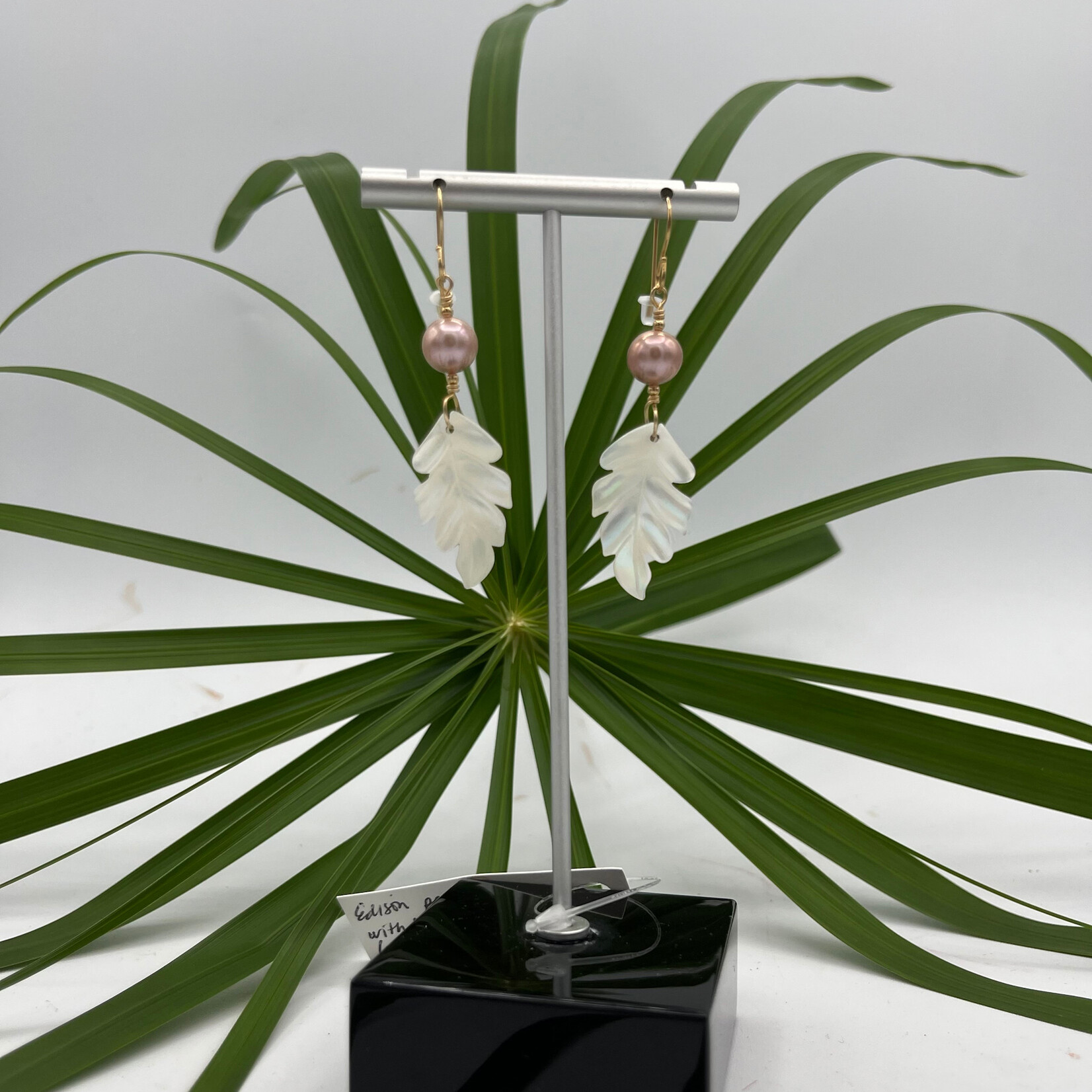 Shell Of A Life GKS Edison Pearl + MOP Leaf Earrings GF