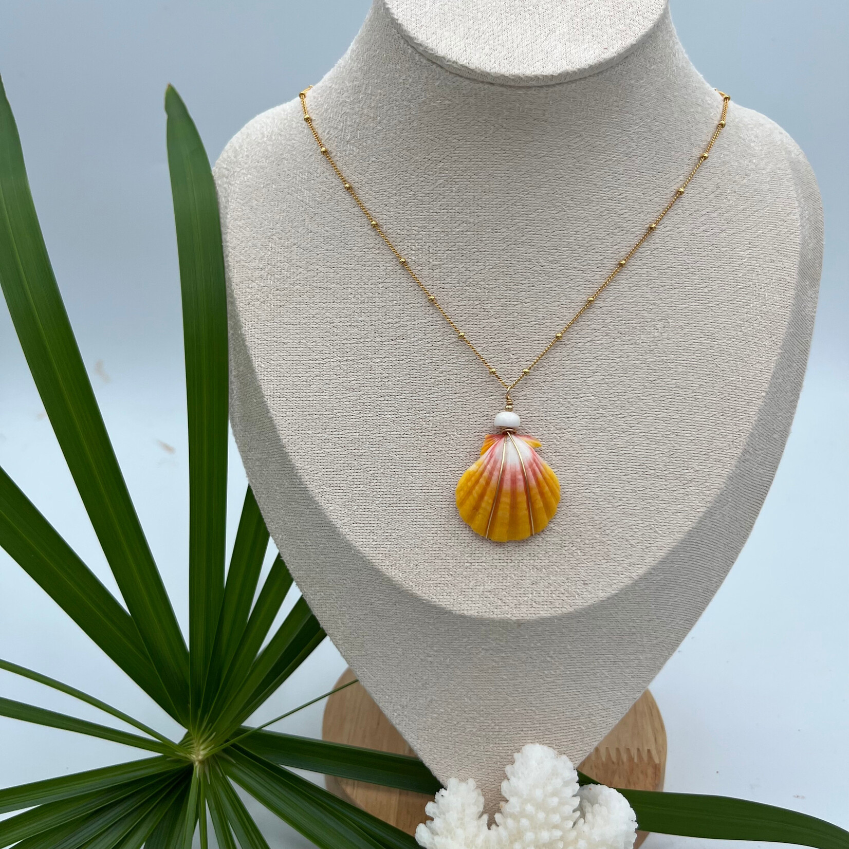 GKS - Grace K Studio GKS Sunrise Shell + Pukas Satellite Chain Necklace - 18”