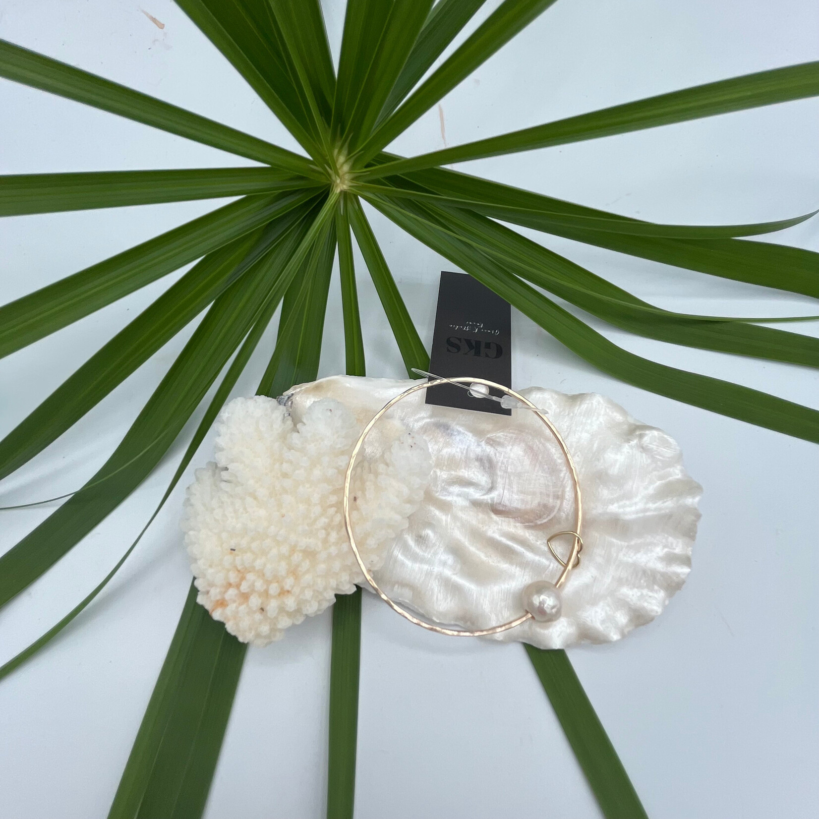 Shell Of A Life GKS Freshwater Pearl + Heart Charm Bangle GF - Size 7.5