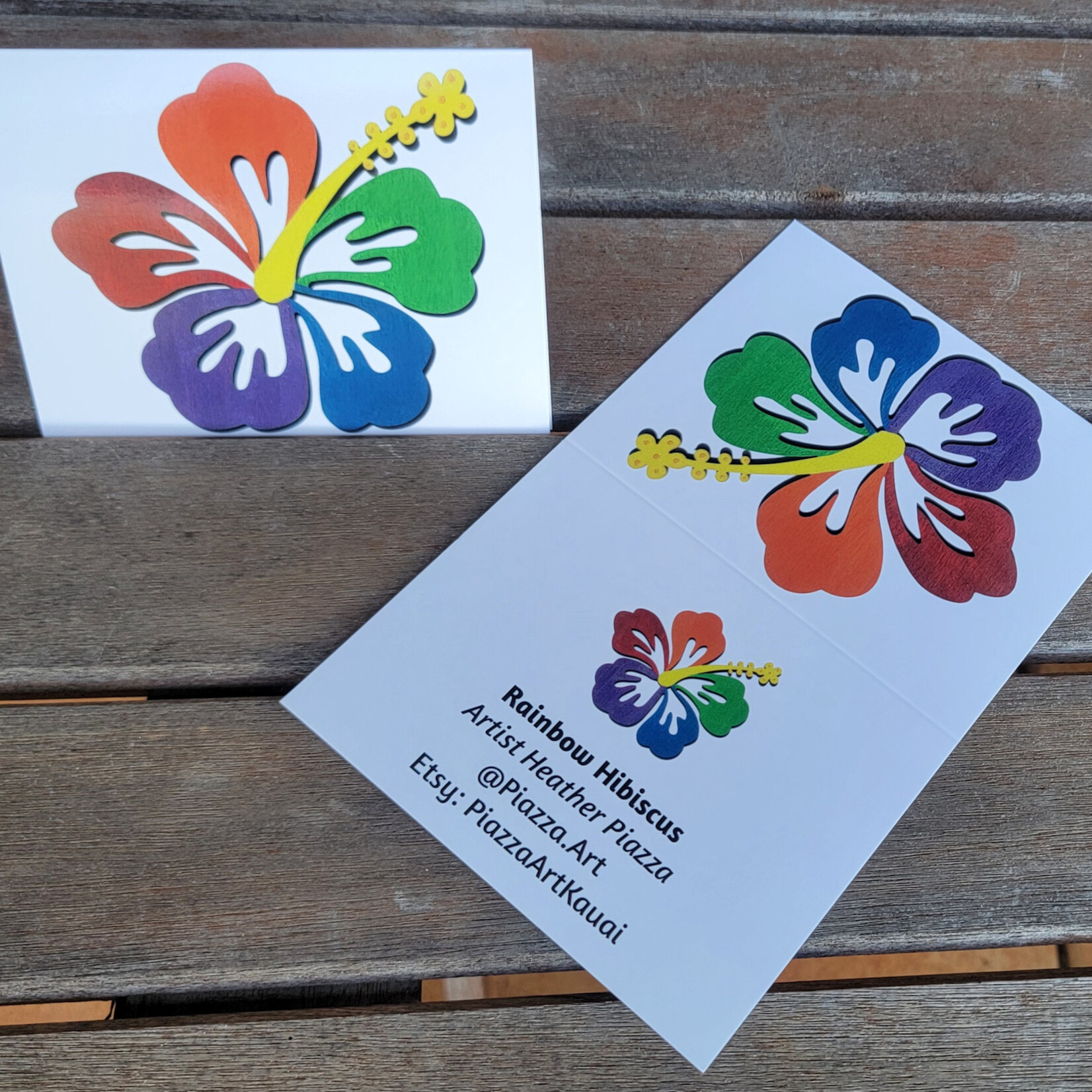 Piazza Art Rainbow Hibiscus @Piazza.Art Card 4 1/2" x 5 1/2"