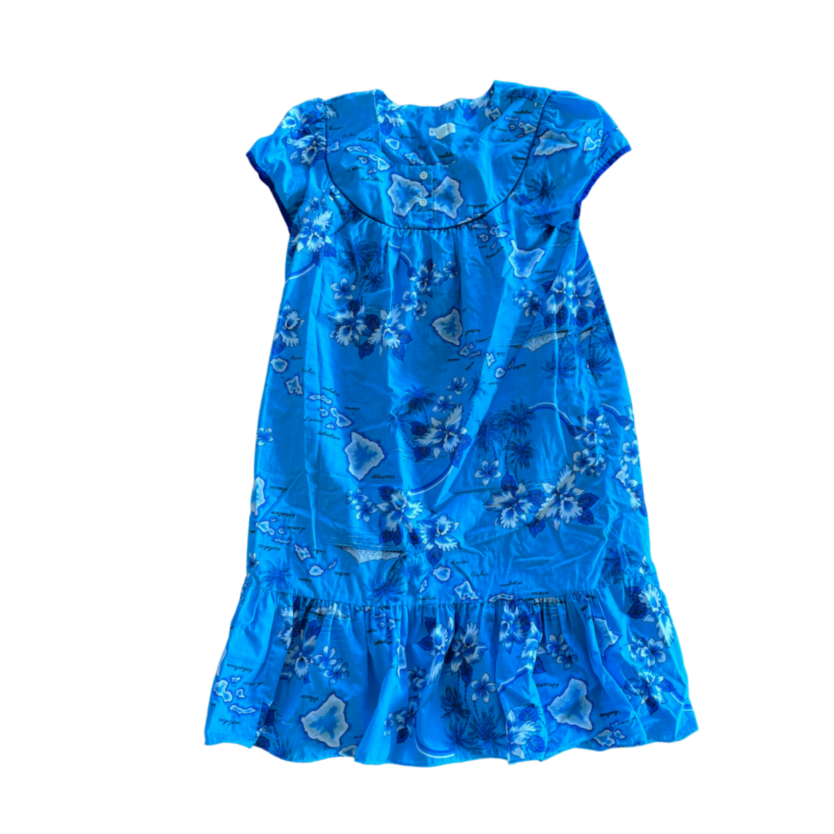 Mission Zero Made in Hawaii Vintage Mu’umu’u - Blue Map Hawai'i - XL