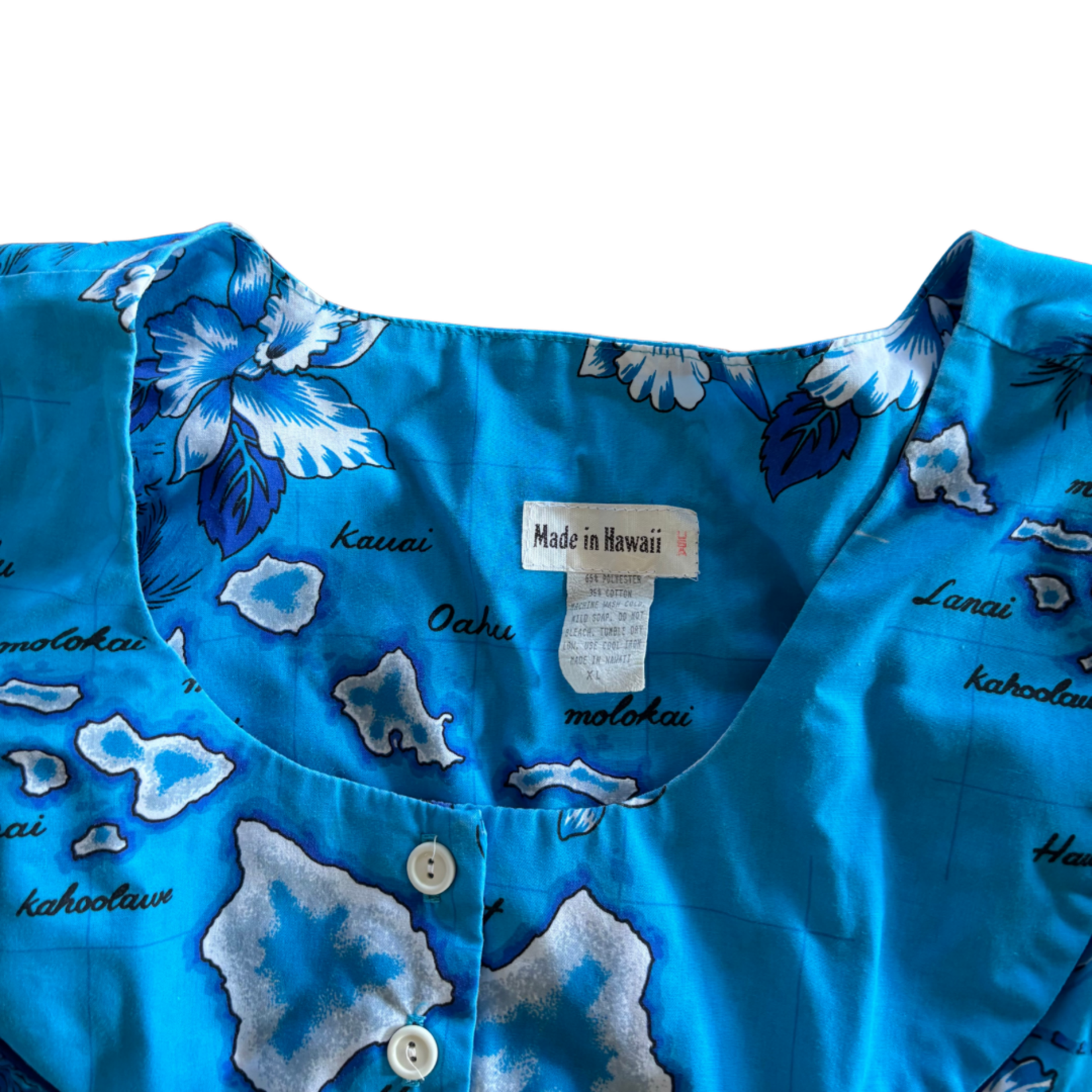 Mission Zero Made in Hawaii Vintage Mu’umu’u - Blue Map Hawai'i - XL