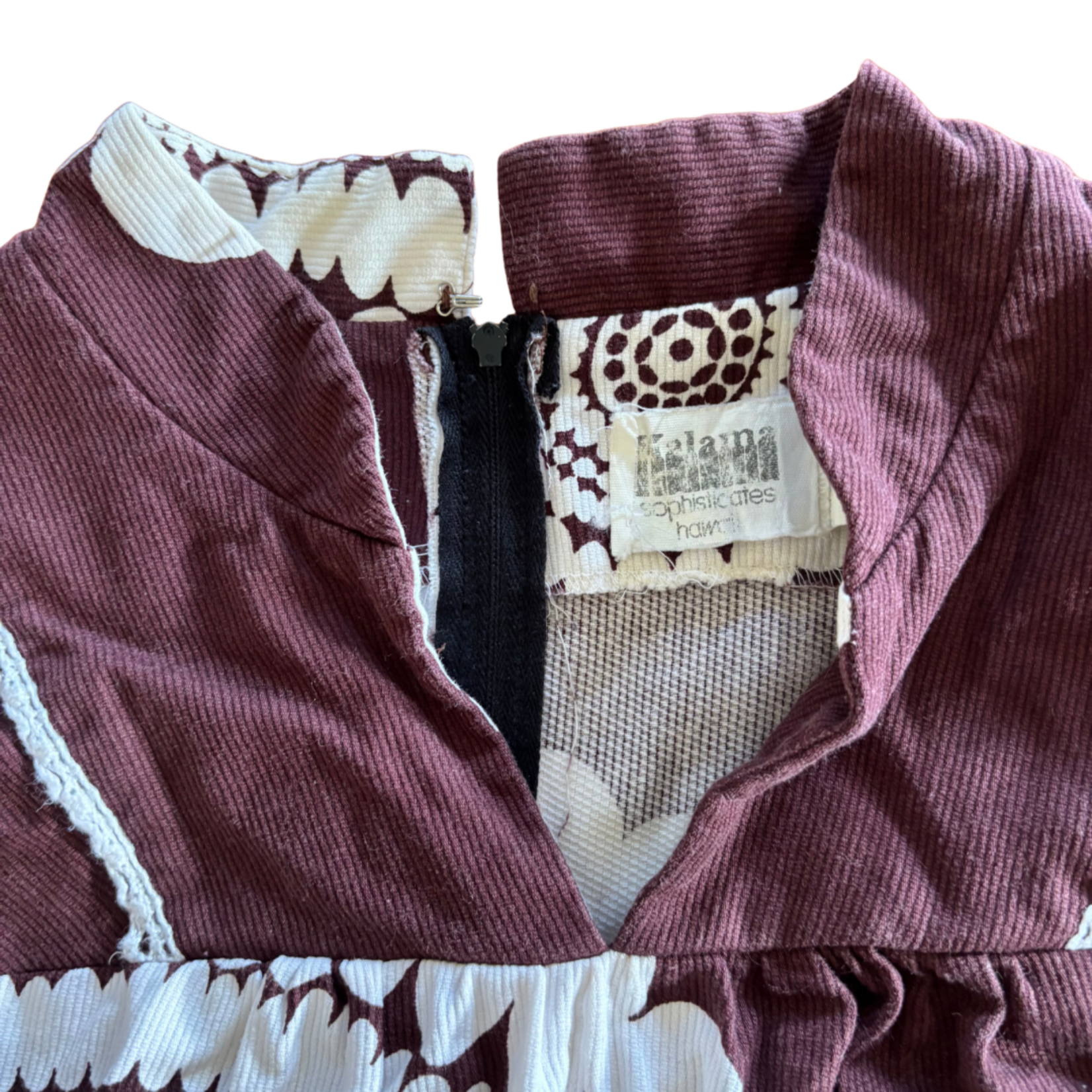 Mission Zero Women’s Vintage Dress - Medium - Malama Sophisticates - Brown White Ribbed