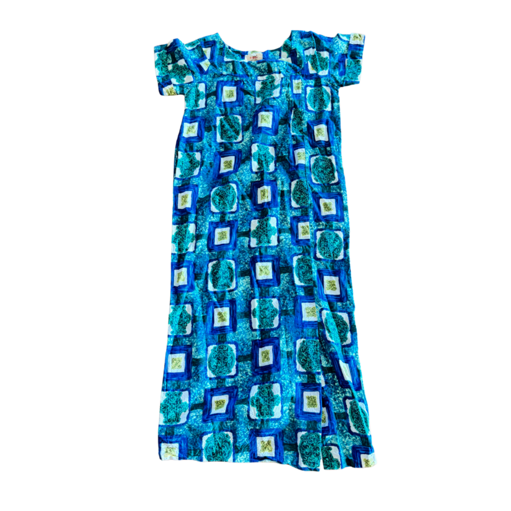 Mission Zero Women's Vintage Dress - Small - Ui-Maikai - Blue Green Print