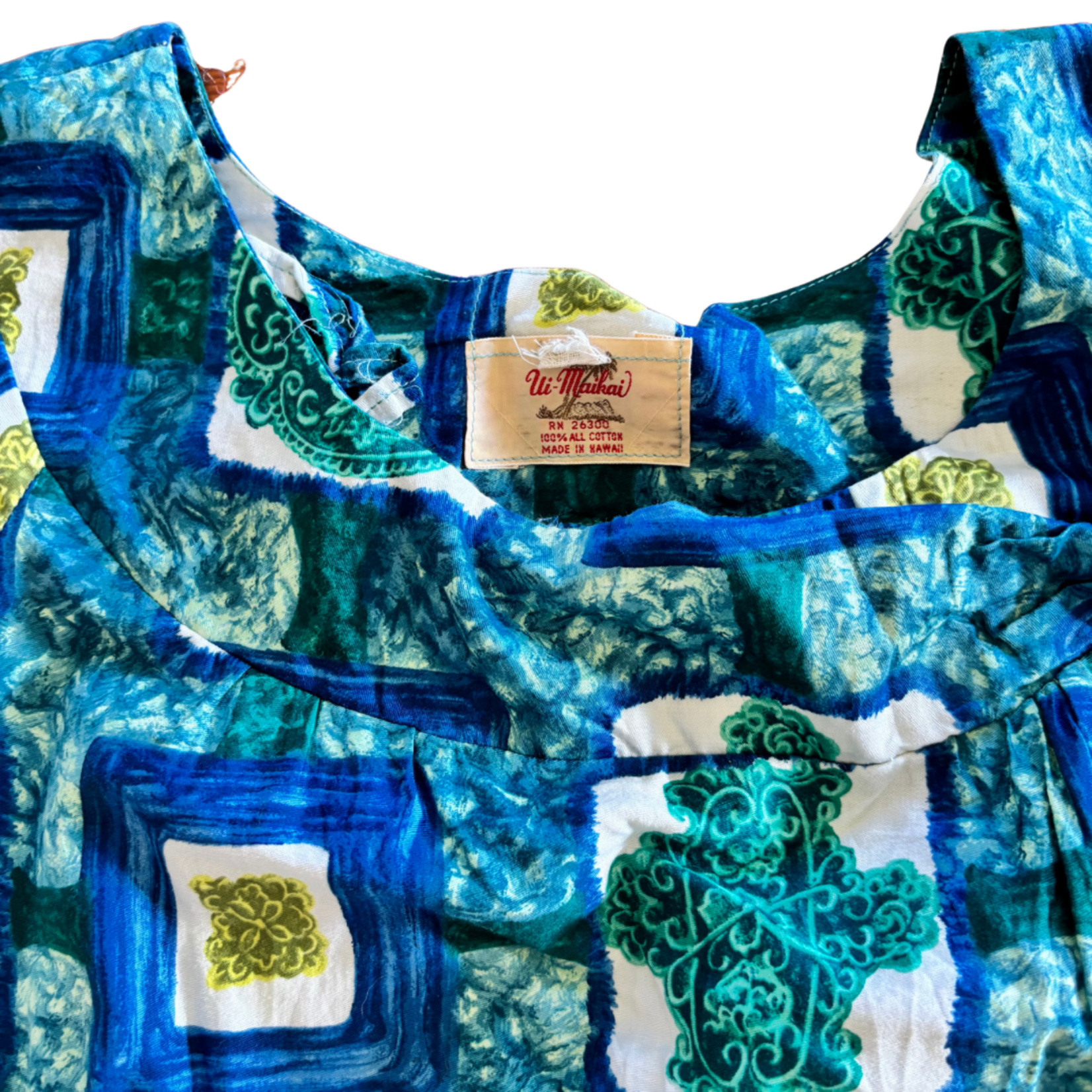 Mission Zero Women's Vintage Dress - Small - Ui-Maikai - Blue Green Print