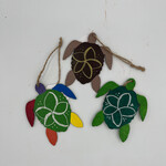 Piazza Art Sea Turtle Wood Ornament - painted wood, uv seal, 3.5-4"