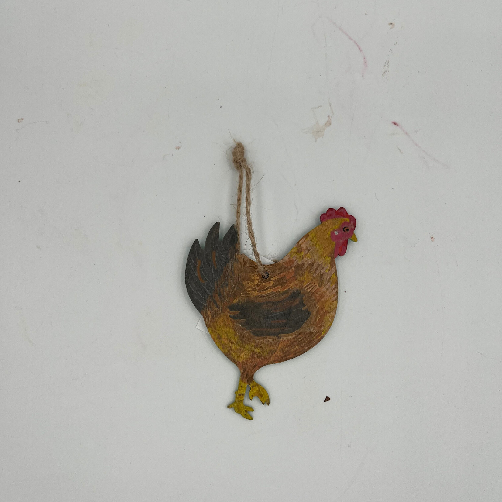 Piazza Art Rooster Wood Ornament - painted wood, uv seal, 3-4"