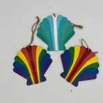 Piazza Art Shell Wood Ornament - painted wood, uv seal, 3.5-4"