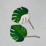Piazza Art Monstera Wood Ornament - painted wood, uv seal, 3.5-4"